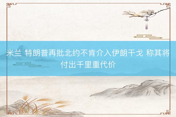 米兰 特朗普再批北约不肯介入伊朗干戈 称其将付出千里重代价