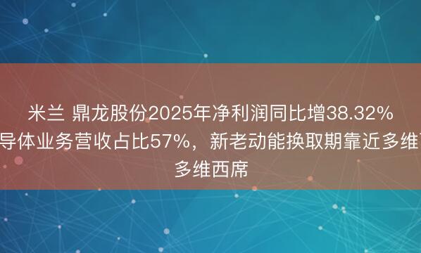 米兰 鼎龙股份2025年净利润同比增38.32%  半导体业务营收占比57%，新老动能换取期靠近多维西席